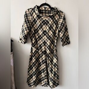 L.L. Bean Checkered Belted Cotton-Silk Mid-Length Dress - 4P